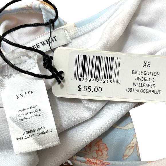 WeWoreWhat NWT Halogen Blue Floral Emily High-Waist Bikini Swim Bottom XS - Picture 7 of 9